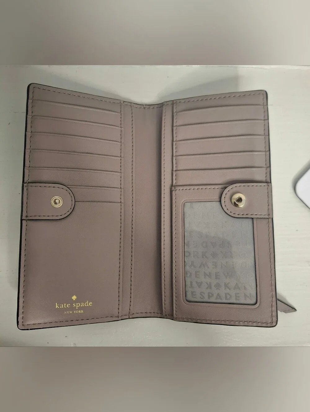 Kate Spade Novelty Star Bright Owl Stacy Saffiano Leather Wallet Gray Glitter